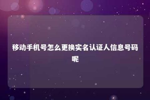 移入手机号怎么更换实名认证人信息号码呢