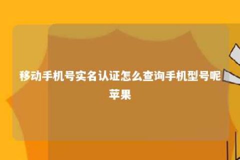 移入手机号实名认证怎么盘问手机型号呢苹果