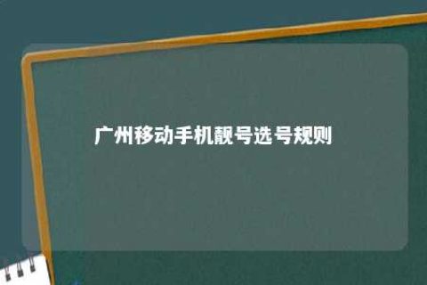 广州移入手机靓号选号规则