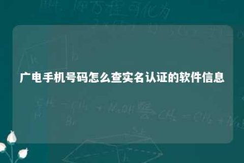 广电手机号码怎么查实名认证的软件信息